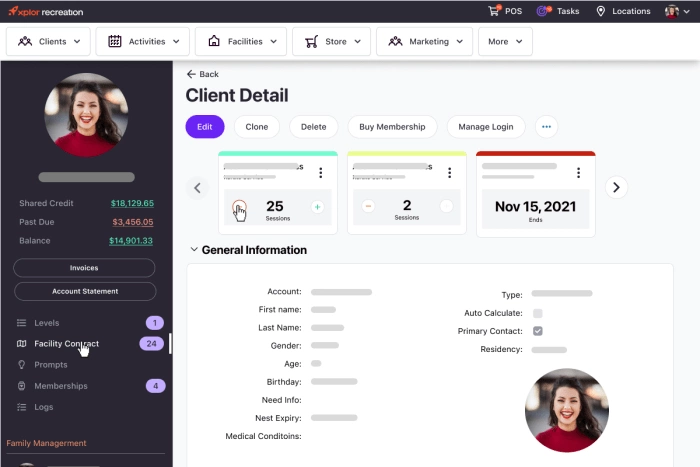 screenshot of Xplor Recreation